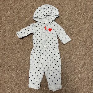 Carter's Gray Onesie with Navy Dots and Red Heart 6 months